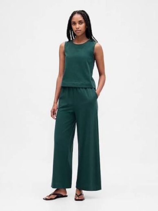 GAP Pants - GAP Heavyweight 100% Organic Cotton Dark Green Shell Tank & Wide Leg Pants Set